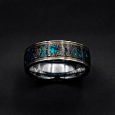 Meteorite Ring Decazi Opal Ring Wedding Band Mens Tungsten Mens Gold Wire Ring Gold Ring Band Gold Ring Band Tungsten Ring Men Unique Tungsten Wedding Bands Wedding Ring Bands Custom Tungsten