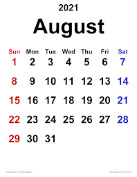 Media related to 8 august. August 2021 Calendar Templates For Word Excel And Pdf