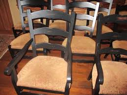 You can choose two shades of the same color as we did or choose complementary or contrasting colors for a bolder look. Sold Price 8 Black Distressed Wood Dining Chairs W Patterned Upholstered Seats August 4 0120 5 00 Pm Edt