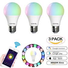 3pack Wifi 10w A21 Smart Multi Color Led Light Bulb Voice App Controller Compatible With Amazon Alexa Google Home Walmart Com Walmart Com