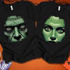 Bleached Halloween Flannels, Couples Costumes, Frankenstein and Bride,his  and Hers, Famous Couples,girls & Boys Costume,monster Shirt,scary,