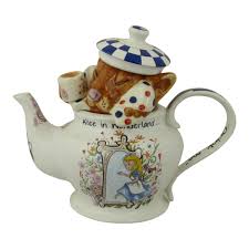 Companions are 250915, 251015, 251115 and 251615. Alice In Wonderland Dormouse Teapot Paul Cardew Stoke Art Pottery