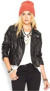 168 Black Leather Biker Jacket Free People Faux Leather Hooded Moto Jacket Blazer Jackets For Women Leather Jackets Women Black Leather Biker Jacket