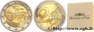 2 euro france 2010 70 ans appel du 18 juin commemorative neuve. France Belle Epreuve 2 Euro 70e Anniversaire De L Appel Du 18 Juin 1940 2010 Pessac Feu 562748 Euro Coins