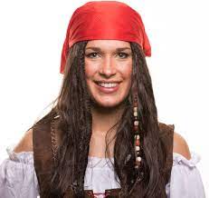 Perruque de pirate avec des perles et un bandana rouge pour le costume de  pirate parfait pour le carnaval. : Amazon.fr: Mode