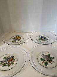 Birds On Clear Glass Plates Robin Goldfinch Blue Jay Tufted Titmouse