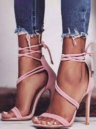 Denn durch das plus an absatz und auftrittsfläche gewinnst du selbst auf rutschigem oder unebenem untergrund mehr standfestigkeit für deinen perfekten auftritt. Rosa Runde Zehe Stiletto Schnurung Mode High Heels Sandalen Sandalen Schuhe