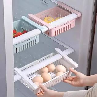 Space-Saving Extendable Refrigerator Storage Baskets, AI generated