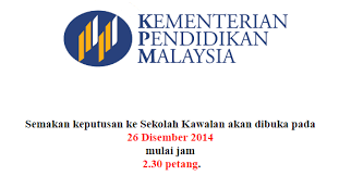 Semakan keputusan permohonan kemasukan ke tingkatan 1 sekolah kawalan ambilan januari 2017 boleh di buat secara online dan sms bermula 20 disember 2016 (selasa) sehingga 31 disember 2016 (sabtu). Semakan Sekolah Kawalan 2016 Sakk Kal