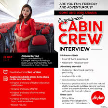 We are looking for cabin crew for one of our client based company in dubai. Airasia Experienced Cabin Crew Walk In Interview October 2018 Better Aviation