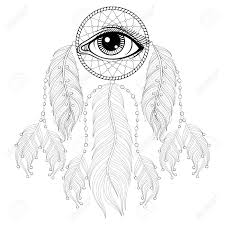 Adult coloring book is a true coloring book with intricate patterns and coloring pages with animals, flowers, places, food and more designs organized into categories. Hand Drawn Bohemian Dreamcatcher With Eye Native American Indian Royalty Free Cliparts Vectors And Stock Illustration Image 57081372