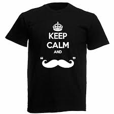 T Shirt Keep Calm And Moustache Maglietta Funny Baffi Collezione Moda