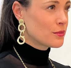 Gold Over Sterling Open Discs & Twisted Links Earring
