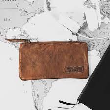 berliner bags berlin pouch cosmetic bag pen leather brown authentic leather toiletry make up kit federtasche taschen mappchen