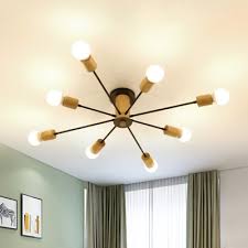 This led lamp is a universal option for any design. Radial Semi Flush Lighting Mid Century Modern 6 8 10 Light Metal Black White Ceiling Light In Wood Beautifulhalo Com