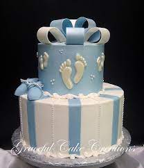 Elegant Blue And White Baby Shower Cake Baby Shower Cakes For Boys Shower Cakes Baby Shower Cakes