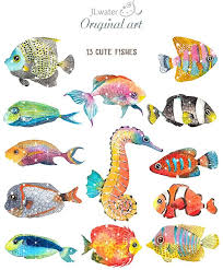 Watercolor Ocean Clipart Watercolor Clipart Beach Clipart Fish Etsy In 2020 Watercolor Ocean Watercolor Fish Fish Drawings