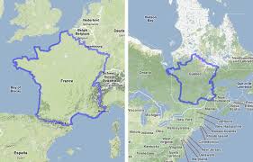 Explore the map to know more about neighboring countries and water bodies adjacent to the country. France Compared To Quebec 780x500 Mapporn