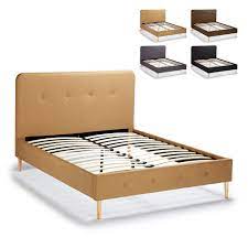 friborg scandinavisch twijfelaar bed van stof en hout 120x190
