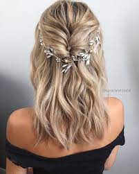 40 Gorgeous Short Wedding Day Hairstyles Long Hair Styles Wedding Hair Pieces Simple Bridesmaid Hair