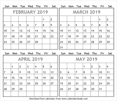 Printable February May 2019 Calendar Blank Calendar Template Calendar Template Calendar Printables