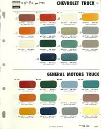 1963 chevy gm truck color chip paint sample brochure chart