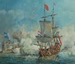Dutch Warship Bombarding A British Fort Anglo Dutch War Schepen Piratenschepen Oude Boten