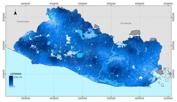 Mapa de El Salvador color azul