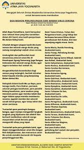 Kkacm Uajy En Twitter Doa Bersama Mari Kita Doakan Doa Mohon Perlindungan Dari Wabah Virus Corona Setelah Doa Malaikat Tuhan Pukul 06 00 12 00 Dan 18 00 Wib Teks Doa Bisa Dilihat Pada Poster