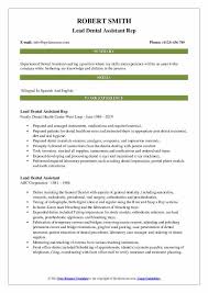 Resume summary or career objective. Lead Dental Assistant Resume Samples Qwikresume