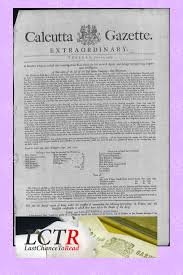 Calcutta Gazette Extraordinary 1793 Indian Newspaper Image Copyright Luminary Trading Limited Newspaper Collection Family Genealogy Newspapers