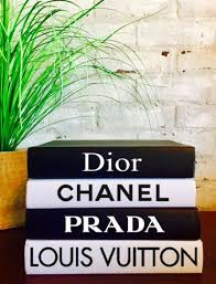 4 Designer Books Chanel Louis Vuitton Dior Prada Decorative Books Bookshelf Decor Home Accessories Black Chanel Book Decor Book Decor Bookshelf Decor