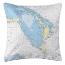 Great Abaco Island Bahamas Nautical Chart Pillow Island