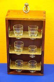 Shot glass holder, wood shot glass serving tray, shot glass server, 12 a. Mobile Shot Glass Shelf For Ship Cedar Wood Brass At Kusera