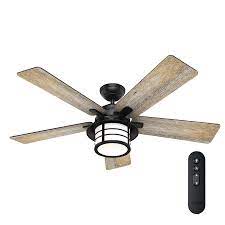 Remote controlled fans these fans come with a remote control that allows you to change the fan's speed and light in comparison, fans with a ul damp rating can be installed if your outdoor space has a ceiling that does not allow. Hunter Lantern Bay 54 In Matte Black Led Indoor Outdoor Ceiling Fan With Remote 5 Blade 59581 Open Box The Fixture Place