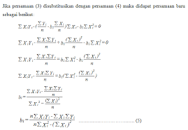 Rumus mencari persamaan garis trendy' = α+bx, α = (∑у)/n b = (∑уx)/ ∑x^2 untuk melakukan perhitungan diperlukan nilai variabel waktu (x), jumlah nilai variable waktu adalah. Metode Kuadrat Terkecil Digensia