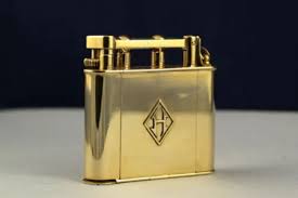 Vintage Deco 1928 Dunhill Solid 9 Ct Gold Powder Compact Lighter Vanity Model Compact Light Gold Powder Lighter