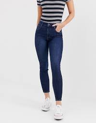 Très sympa pantalon chine bleu ddp comme neuf taille 38. Bershka Jean Skinny A Taille Tres Haute Bleu Marine Asos