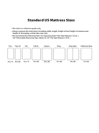 A queen size mattress will measure 60 by 80 inches. Standard Us Mattress Sizes Edit Fill Sign Online Handypdf