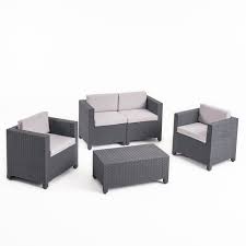 Looking for great prices on waverly outdoor & patio furniture? Waverly Outdoor 4 Seater All Weather Chat Set With Cushions By Christopher Knight Home Overstock 27160073