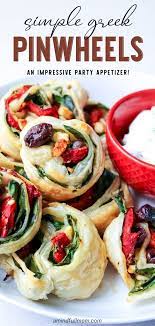 If you're having people over for a party, you have to have delicious food to keep everyone happy and full. Simple Greek Pinwheels Greek Appetizers Greek Food Party Greek Dinners