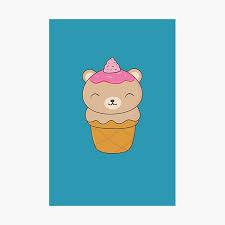 Coloriage cornet de glace kawaii coloriages a. Impression Photo Creme Glacee A L Ours Brun Kawaii Par Happinessinatee Redbubble