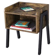 Songmics Vintage Nightstand Stackable End Table Cabinet For Storage Side Table For Small Spaces Wood Look Accent Furniture Metal Frame Ulet54x Ancon Kart