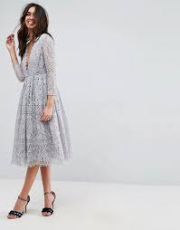 Asos Design Asos Long Sleeve Lace Midi Prom Dress Asos Long Dresses Prom Midi Dress White Long Sleeve Dress