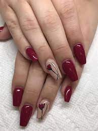 Day 331 Red Rose Nail Art Rose Nail Art Rose Nails Christmas Nails Acrylic