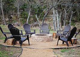 Diy Firepit With Black Plastic Adirondack Chairs Outdoor Fire Pit Fire Pit Backyard Backyard Fire