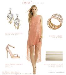 A Coral And Gold Dress For A Cocktail Hour Wedding Reception A Destination Weddi Beach Wedding Guest Attire Summer Wedding Outfits October Wedding Guest Dress