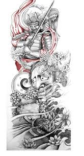 Tattooed mark was used to be performed as punishment in ancient japan, it has now evolved to a form of modern art as it is known today. Classic Grey Ink Japanese Warrior With Hannya Tattoo Design