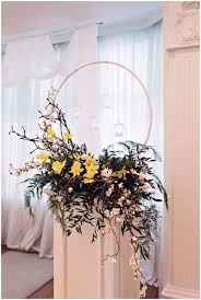 Spring Floral Hoops Yellows In 2018 Pinterest Wedding Wedding Flowers And Wedding Decorations Wedding Flower Arrangements Wedding Hoop Floral Arrangements