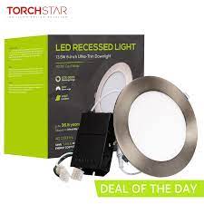 TORCHSTAR E-Lite Series 13.5W 6 Inch Ultra-Thin LED Recessed Light with  J-Box, Dimmable, 850lm Slim Panel Downlight, Satin Nickel, 4000K Cool  White, ETL & Energy Star Certified - Walmart.com